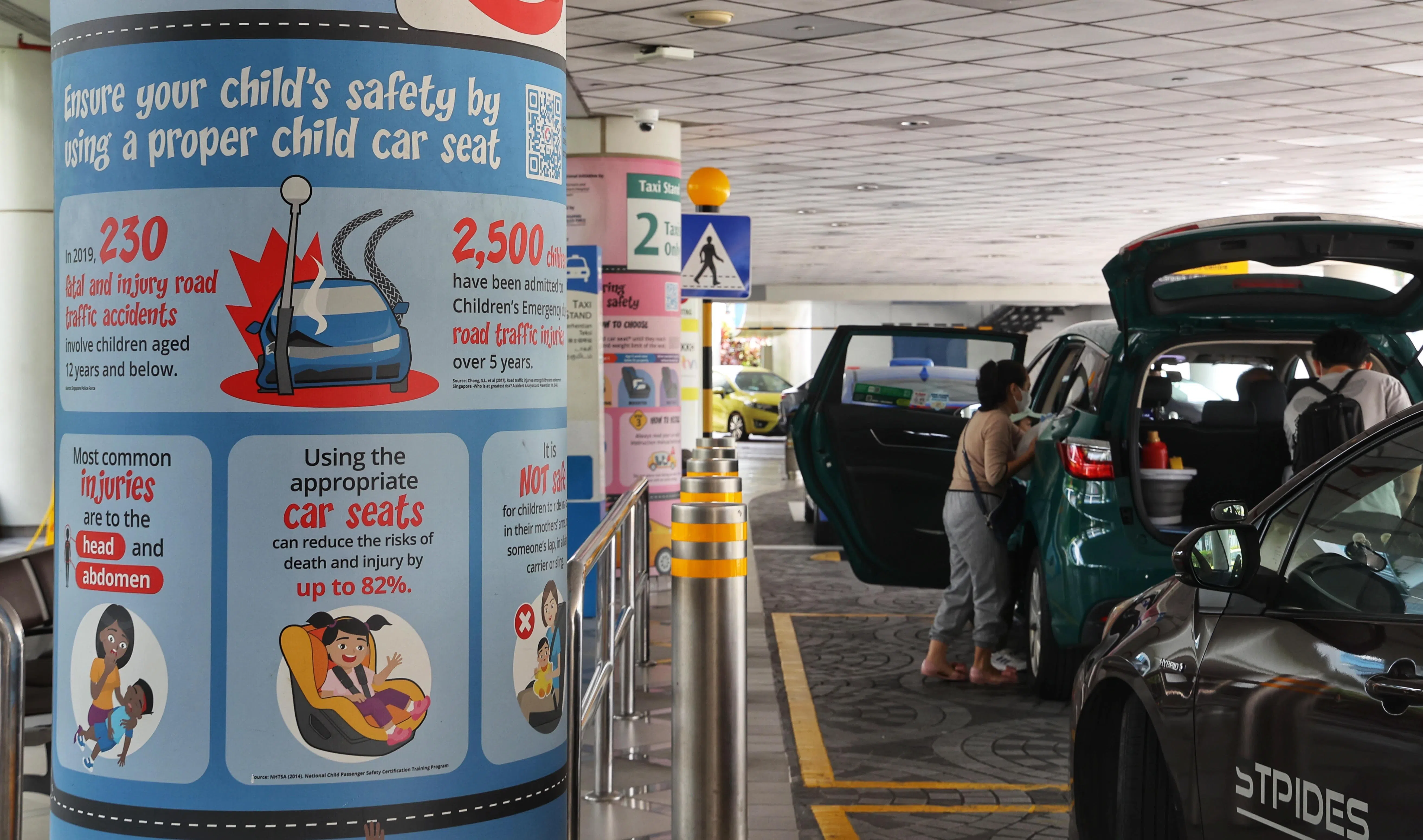 研究显示，开车出行时让儿童使用安全座椅等措施，可将他们受伤的风险降低八成以上。（萧紫薇摄）