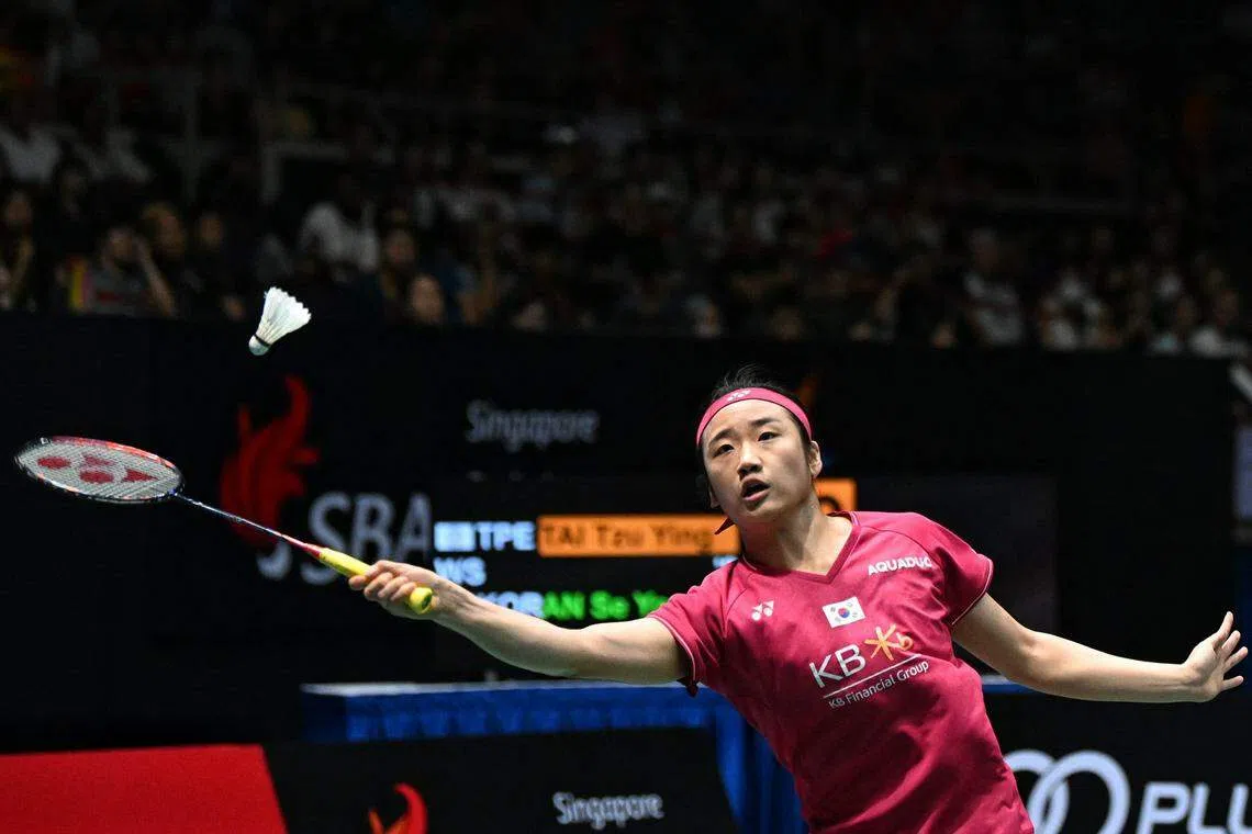 安洗莹在今年的新加坡公开赛半决赛，直落两局拿下戴资颖。（海峡时报）