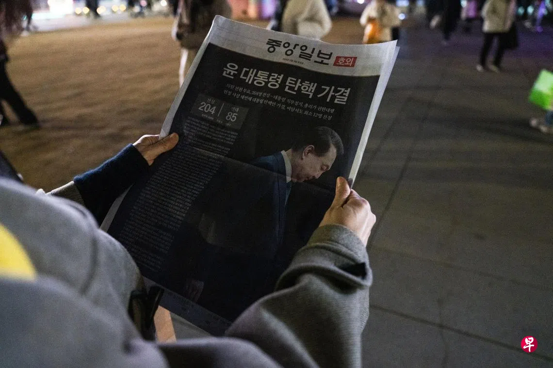 韩国国会成功弹劾尹锡悦总统最终命运交宪法法院裁决| 联合早报