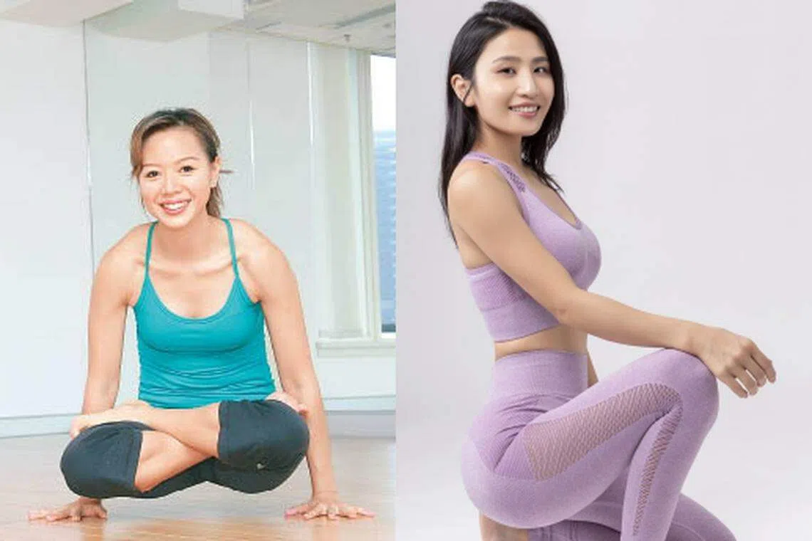 TVB前演员钟丽淇（左图）和林芊妤不演戏改当瑜伽导师。（互联网）