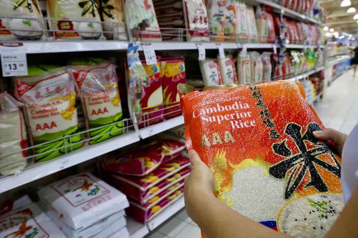 我国目前从超过25个国家进口大米。与柬埔寨的大米协议，是新加坡为加强大米进口韧性，与他国签署的第三个合作备忘录。（邝启聪摄）