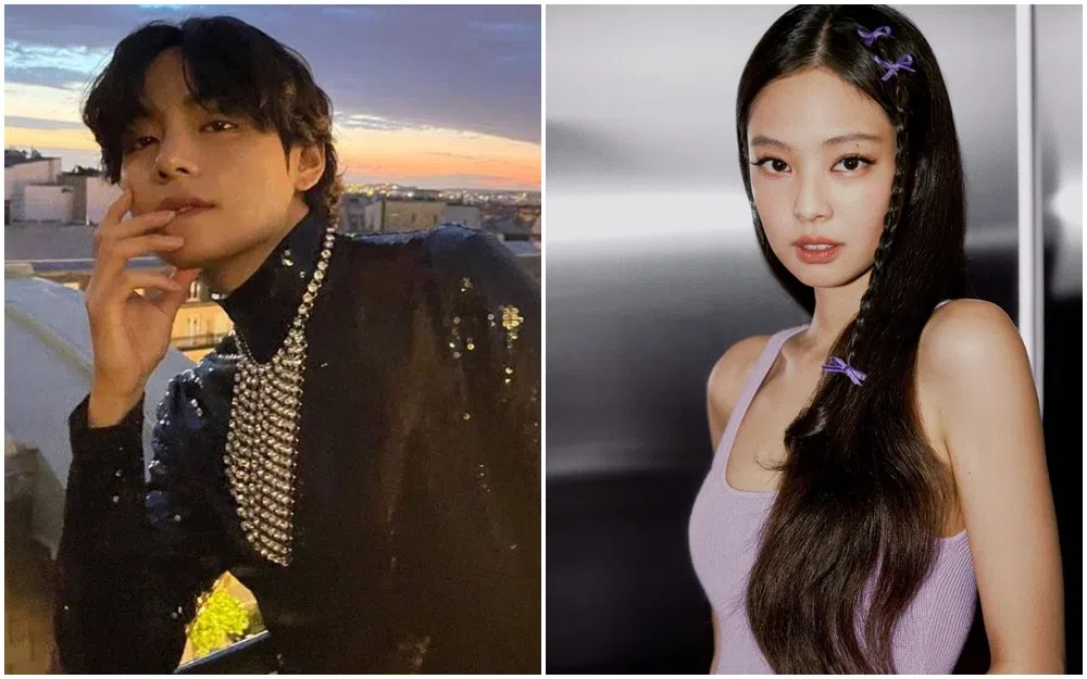V（左图）和Jennie去年传出恋情。（取自艺人IG）