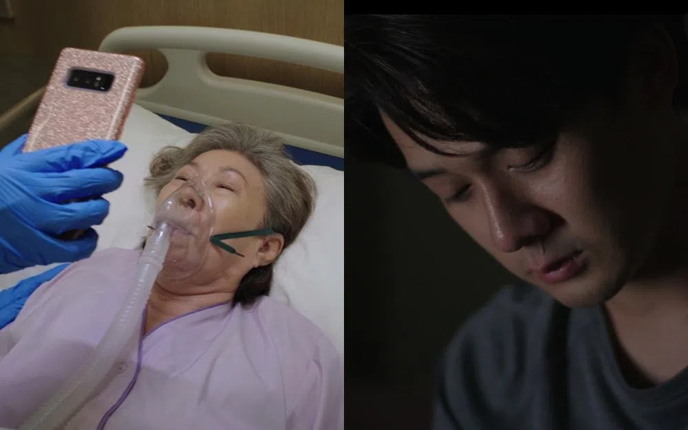 金银姬（左图）和许瑞奇在《送餐英雄》上演“婆孙生离死别”的催泪戏。（新传媒提供）