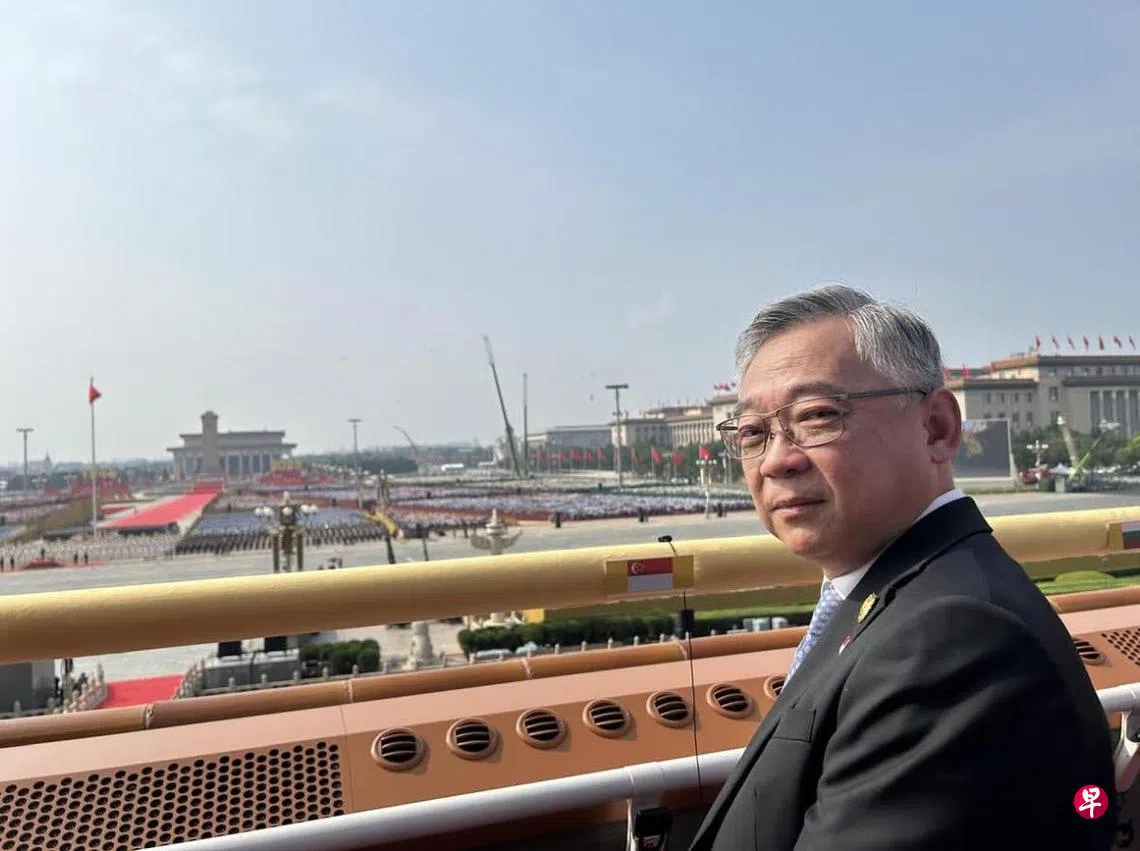 副总理兼贸工部长颜金勇星期三（9月3日）出席了中国纪念抗日战争暨世界反法西斯战争胜利80周年而举行的大阅兵。 （颜金勇IG）