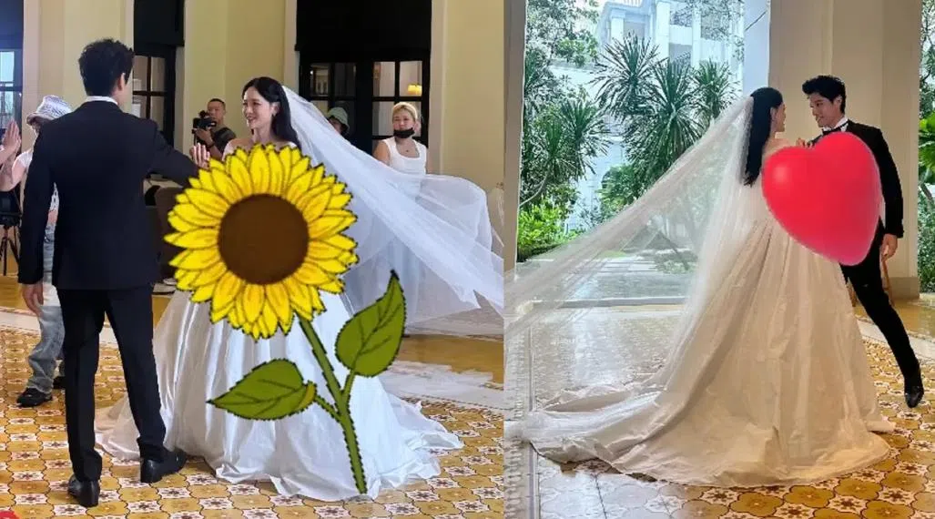 赖薇如晒出陈乔恩的婚纱照。（互联网）