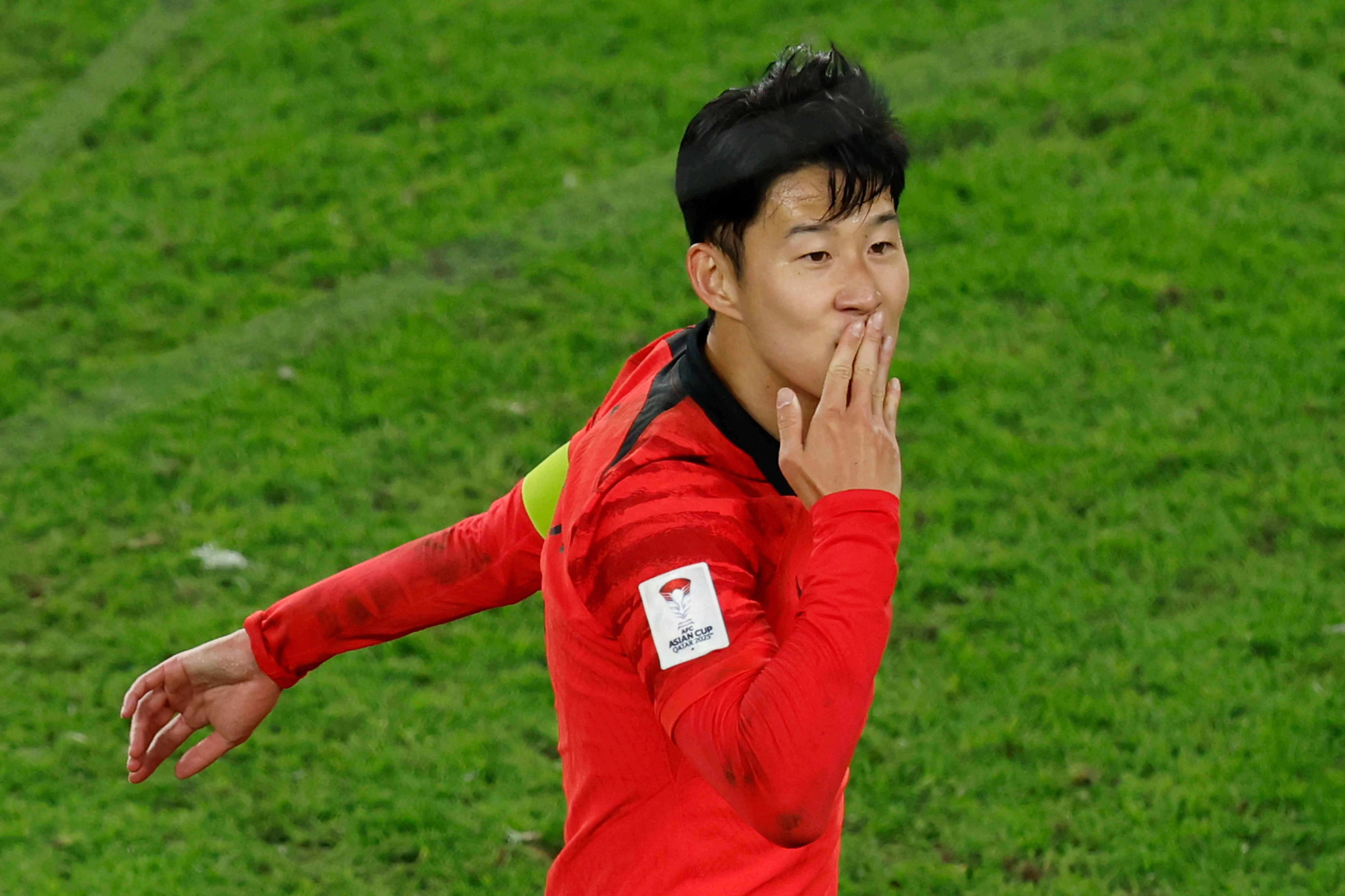 孙兴慜在亚洲杯复赛中表现抢眼，率领韩国自2015年后再次闯入半决赛。（法新社）