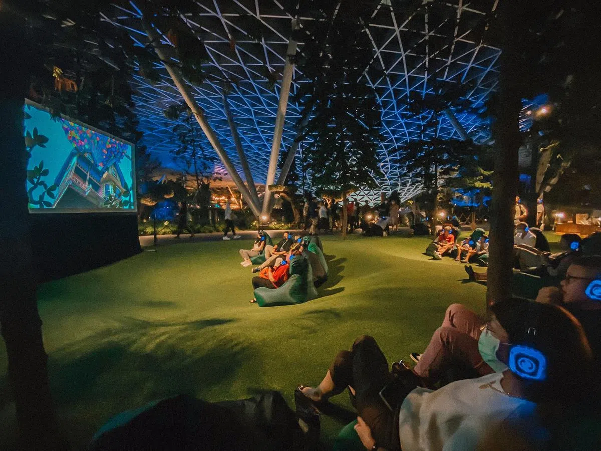 与亲友一起在星空下欣赏电影（商家提供）。