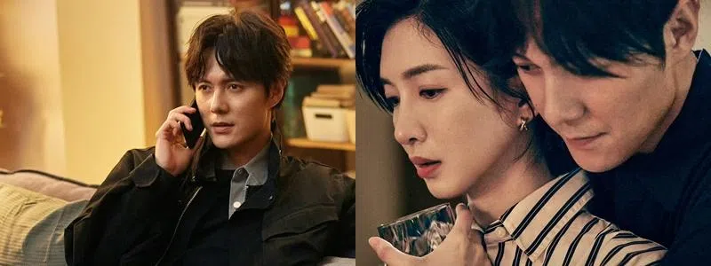 张超（左图）饰演的董越存在矛盾，最后竟爱上江疏影（右图左）饰演的职场劲敌赵玫。（取自剧集微博）