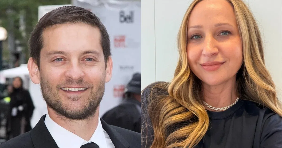 Tobey Maguire（托比马奎尔，左图）和珠宝设计师前妻Jennifer Meyer（詹妮弗梅耶）离婚后，关系依然融洽。（互联网）