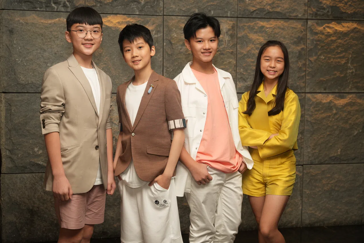 《小孩不笨3》里四个小演员黄智扬（左起）、周俞辰、江松恒和吴委恩表现出色。（谢智扬摄）