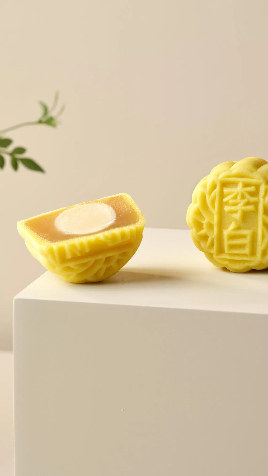 新推出的迷你芒果柚子冰皮月饼，灵感源自李白餐馆的招牌芒果西米露。（酒店提供）