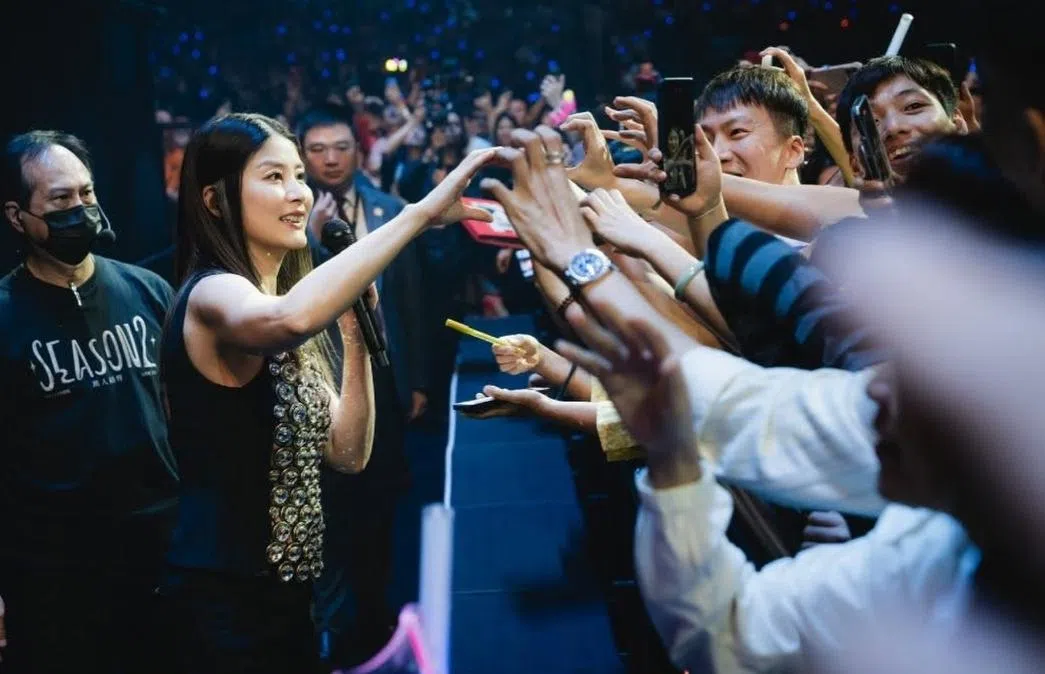 陈慧琳在演唱会上和台下歌迷互动。（取自陈慧琳IG）