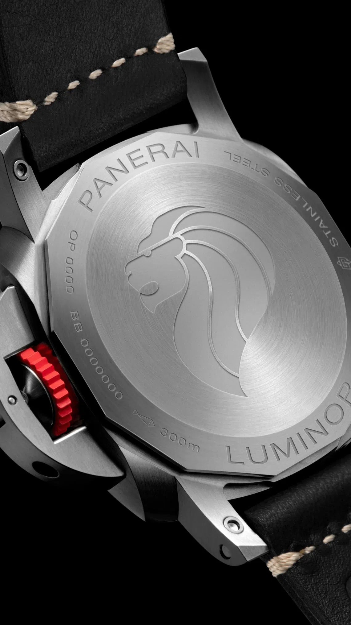 沛纳海本地版腕表的表背有狮头标志。（沛纳海提供）