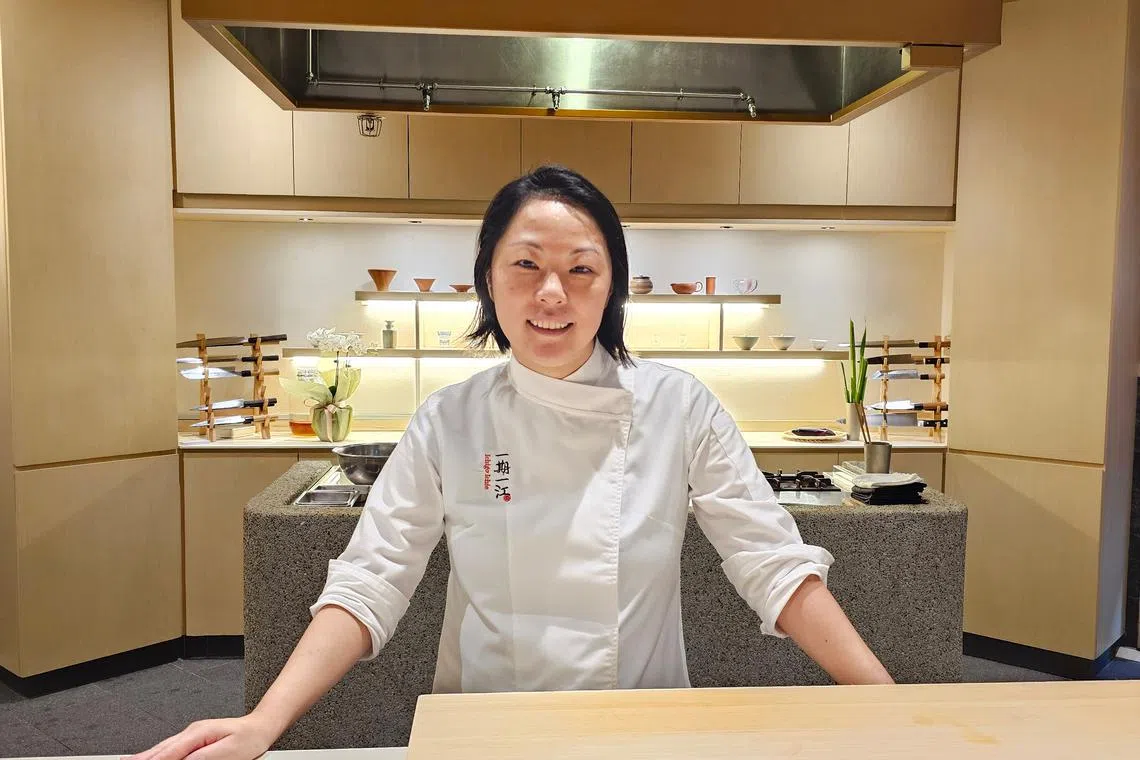 一期一江餐馆主厨江野茜，是日本餐馆中较少见的女主厨。（黄亿敏摄）