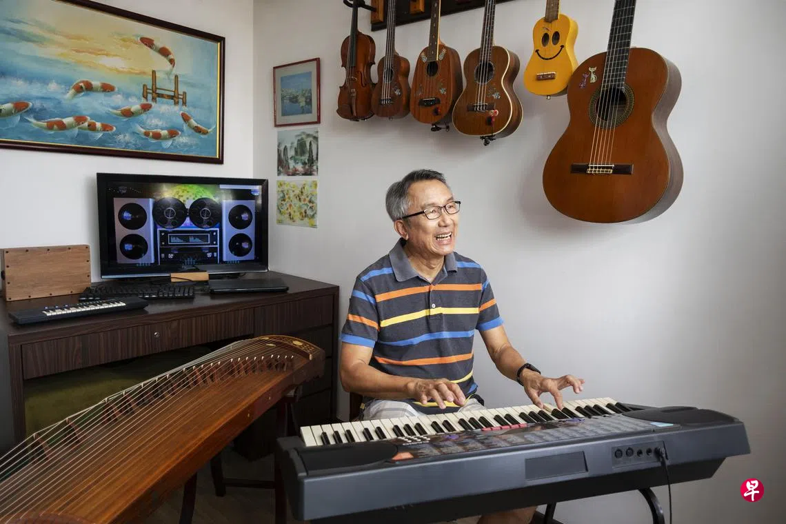 六旬叔学七种乐器奏出精彩| 联合早报