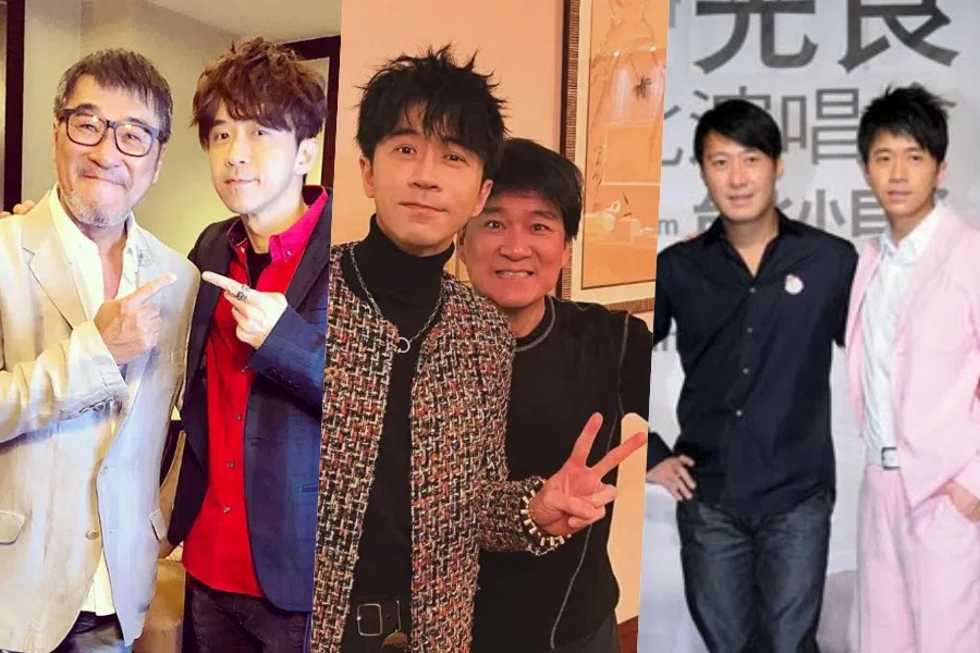 光良分别与李宗盛（左起）、周华健和黎明合照。（取自光良脸书、互联网）