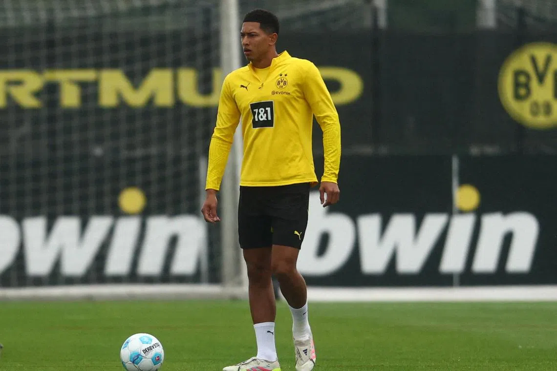 乔布·贝林厄姆星期二参加多特蒙德的训练。（路透社）