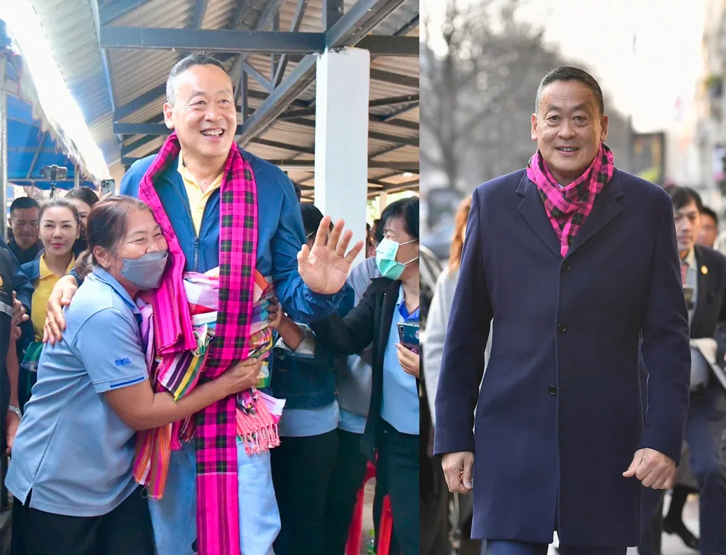 泰国首相社德他常在各大场合穿戴“Pha Khao Ma”，将这款传统格子布变成泰国软实力的象征。（互联网）