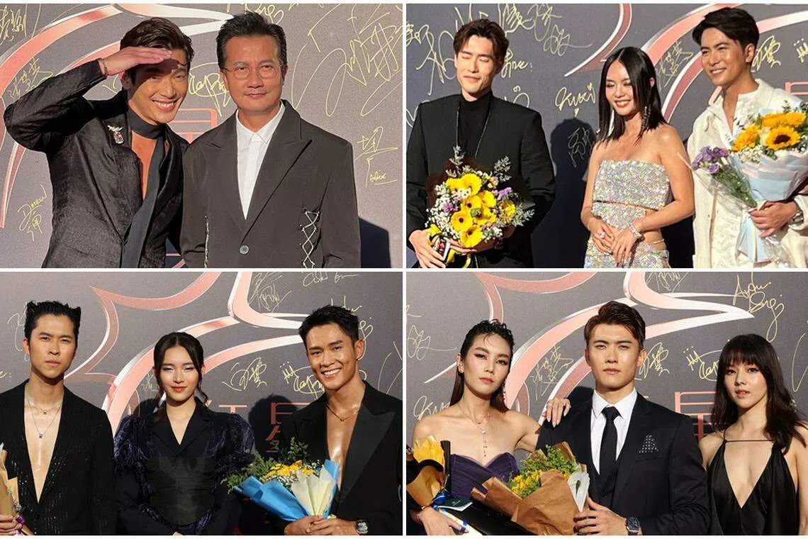 许多艺人在星光大道上被阳光直射得眼睛睁不开。（新传媒提供 ）