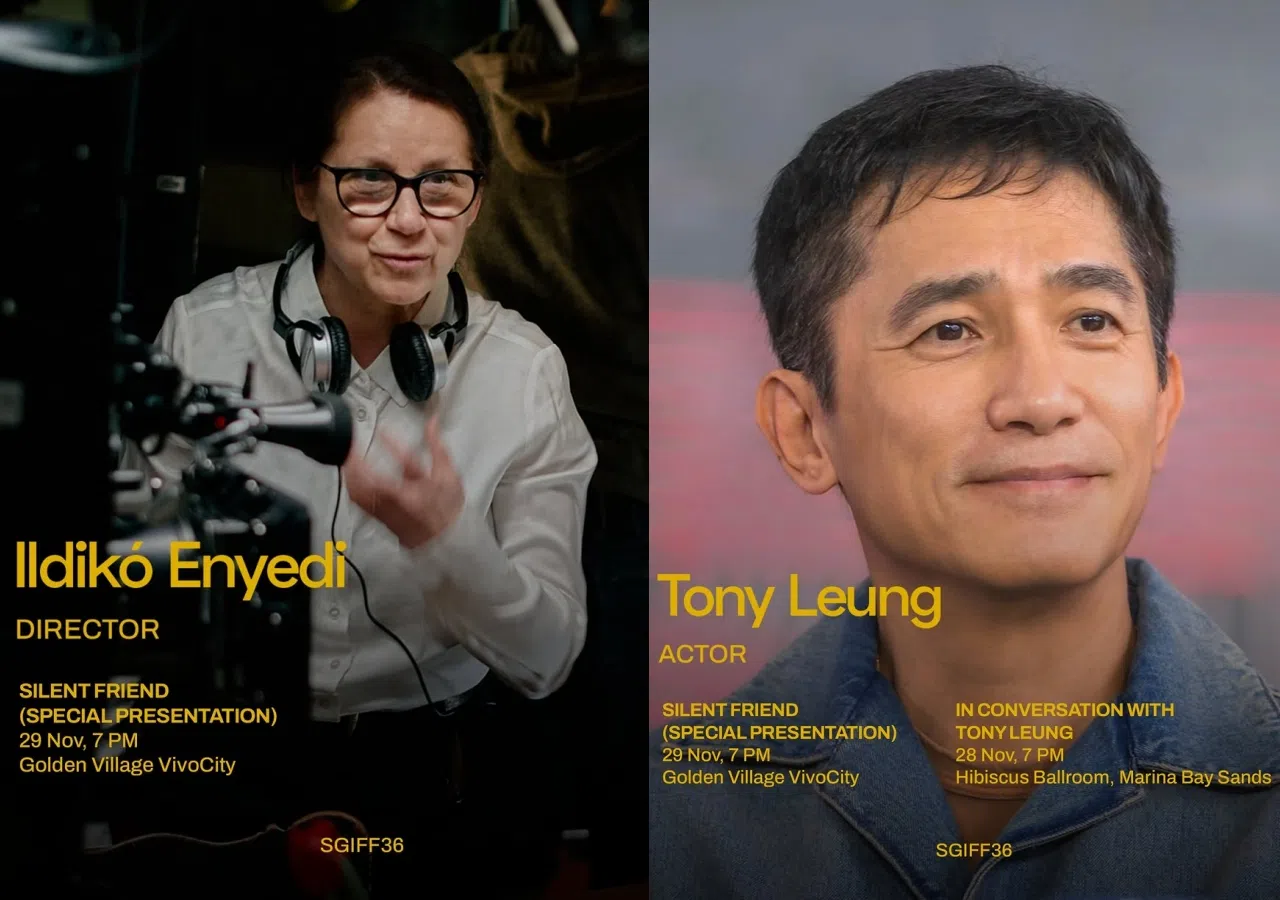 影帝梁朝伟（右图）和匈牙利国宝级导演Ildiko Enyedi出席新加坡电影节。（取自新加坡国际电影节IG）