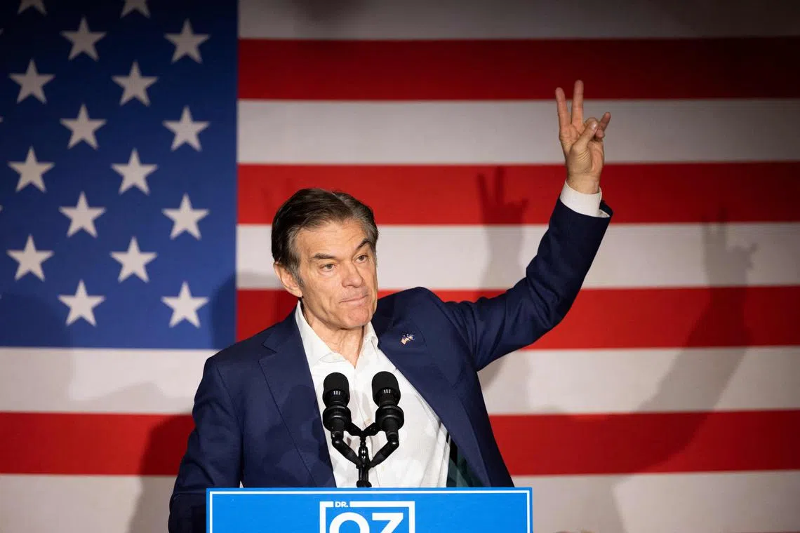 奥兹曾于2022年竞选宾夕法尼亚州参议员，但败给民主党对手。（法新社）