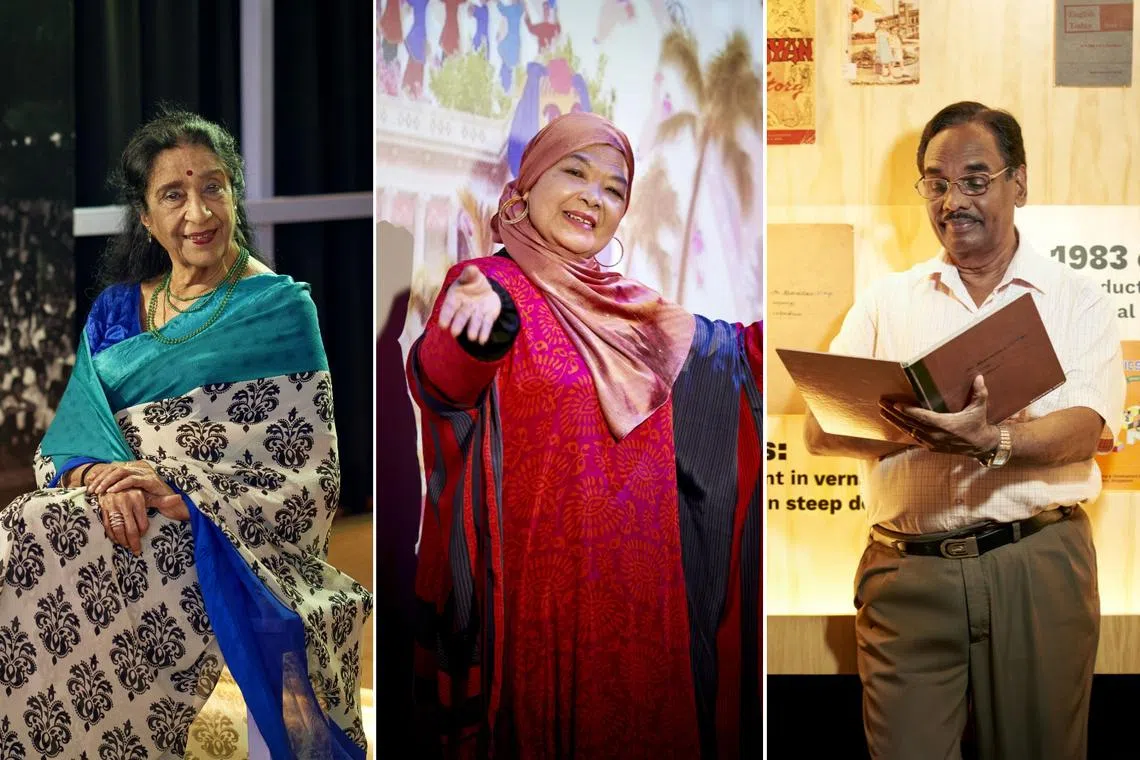 乌玛•拉赞医生、颂•赛依德和伊朗戈•拉玛•阿帕斯瓦米（从左至右），他们以自己的方式参与了本次多元文化展览。（新报业媒体）