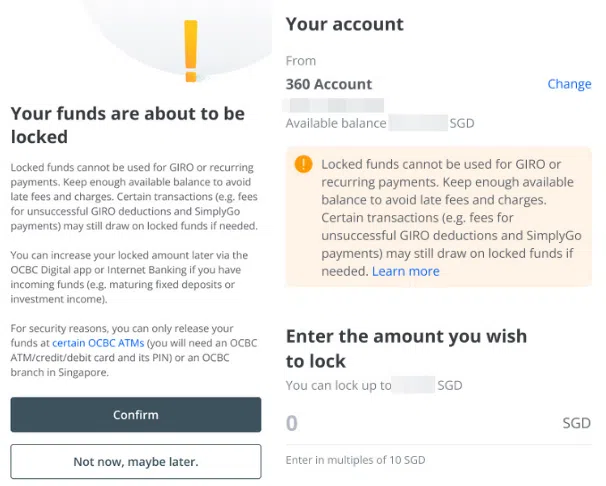 华侨银行客户将能直接上锁户头中的部分款项，并通过银行手机应用或网上银行服务将以10元为倍数的款项上锁。（华侨银行提供）