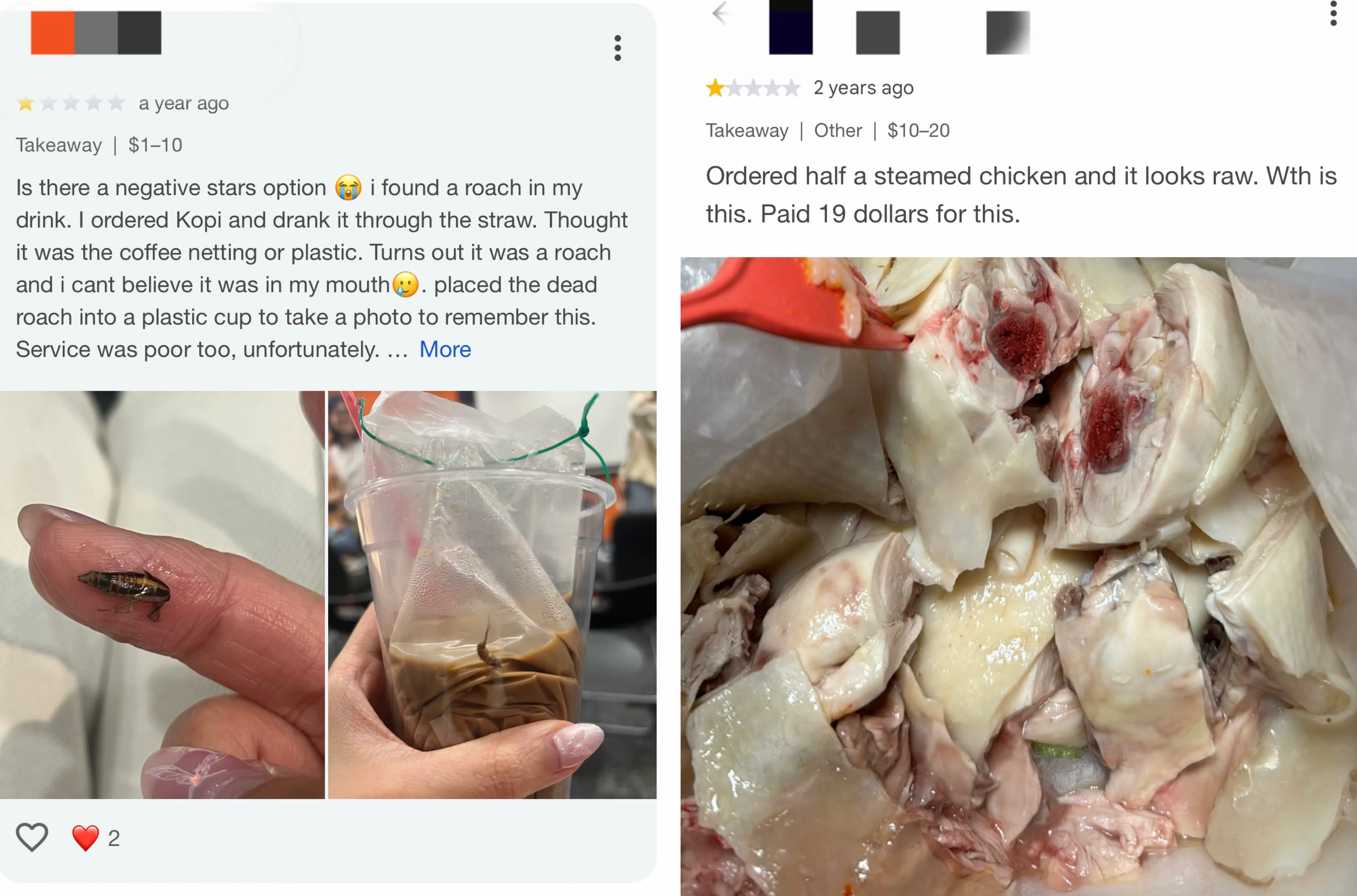 记者查阅该档口的谷歌点评发现不是第一次收到食客投诉。（截图自谷歌点评）