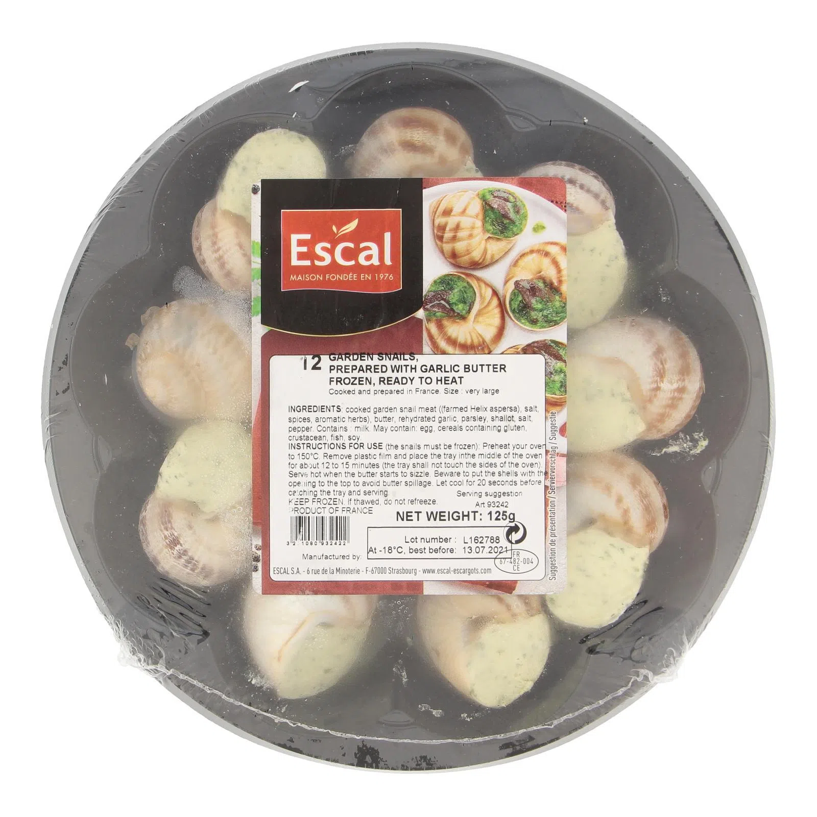 蒜蓉牛油蜗牛用烤箱加热12至15分钟即可享用。（平价集团提供）