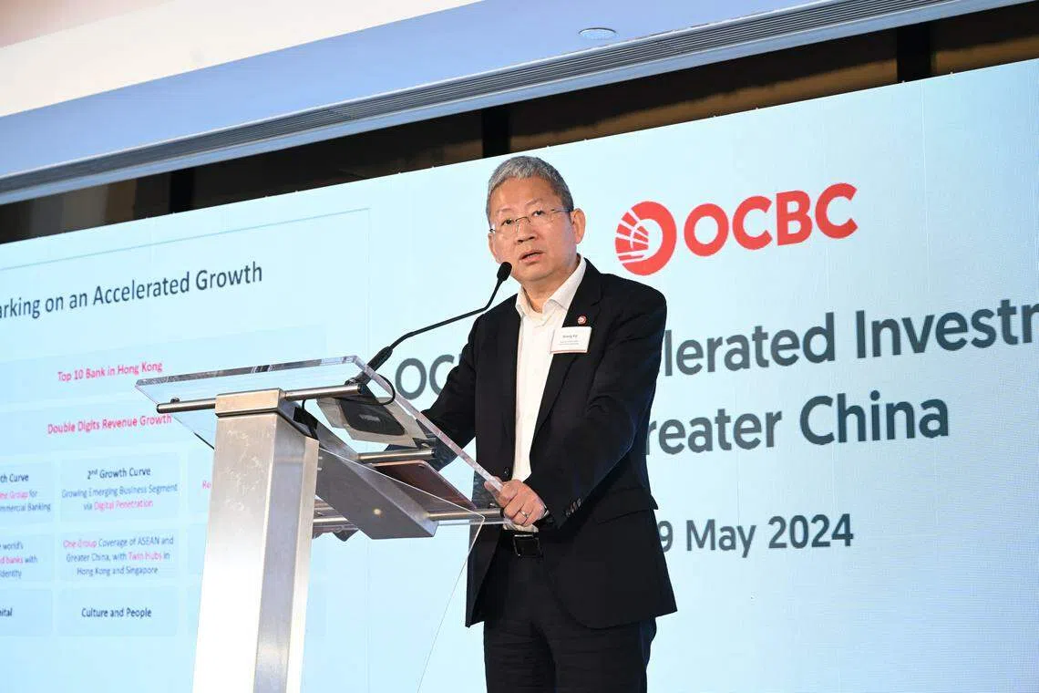 华侨银行大中华区总裁、香港首席执行官王克星期三（5月29日）在媒体发布会上，介绍银行大中华区发展情况。（华侨银行提供）