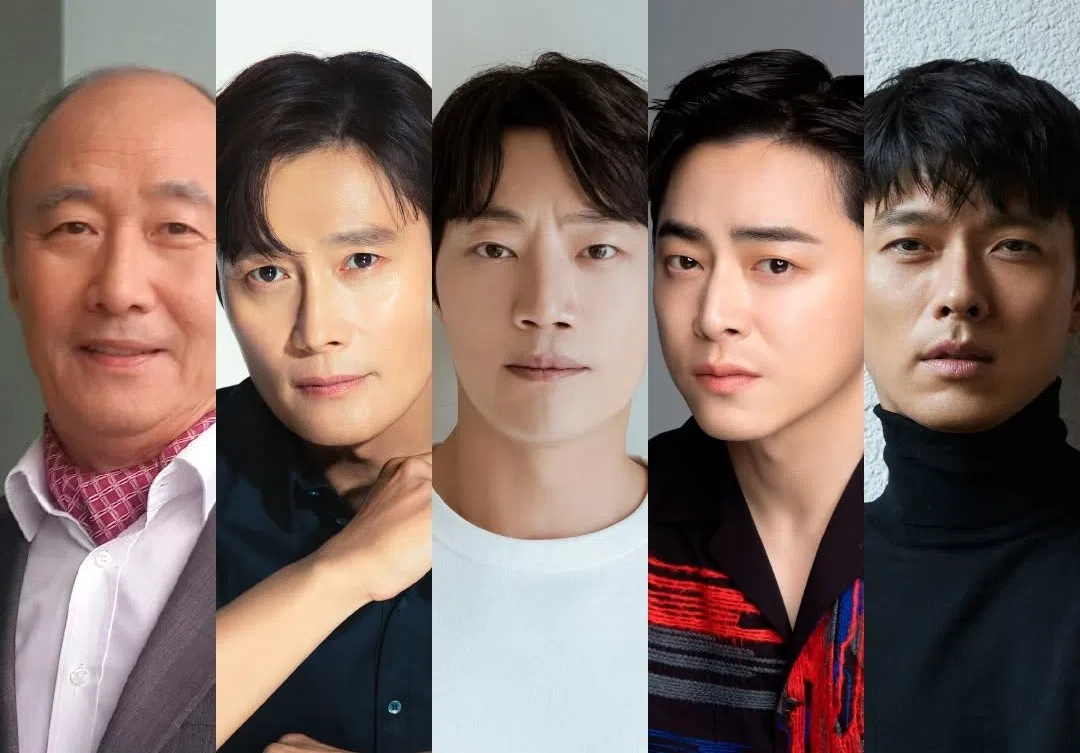 尹周尚（左起）、李秉宪、李熙俊、曹政奭及玄彬角逐影帝。（取自百想艺术大赏IG）