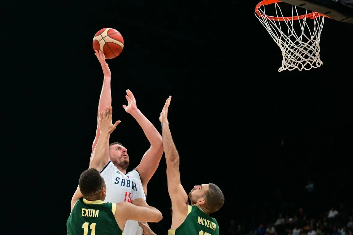 塞尔维亚有NBA巨星约基奇（中）坐阵，实力不容小觑。（法新社档案照片）