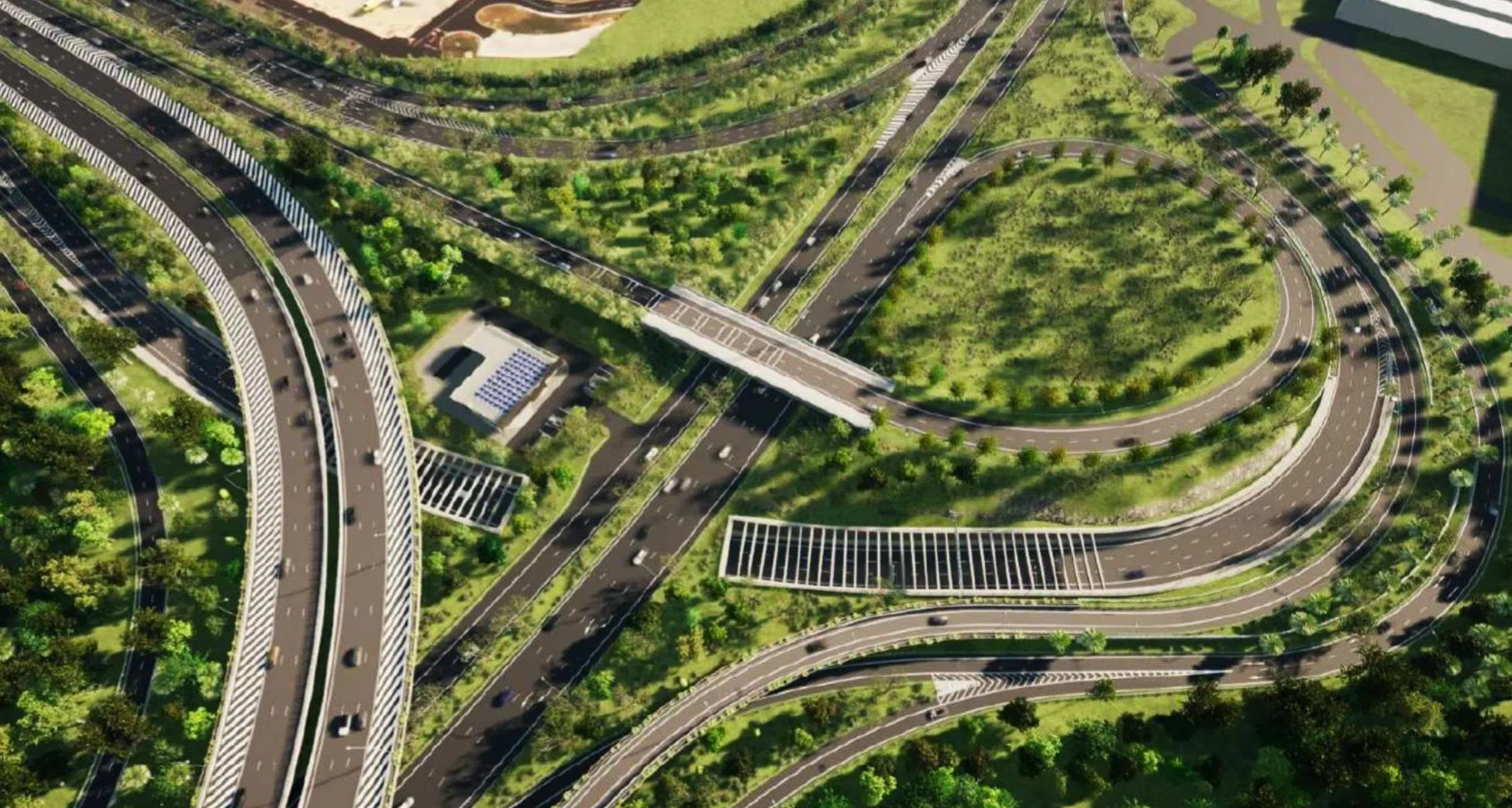 这些工程预计2030年完工后，驾车者使用ECP、PIE和淡滨尼快速公路（TPE）往来樟宜机场将更顺畅。（陆交局构想图）