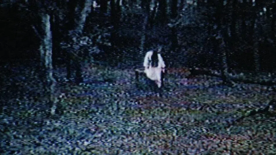 “贞子”在片中录影视频里自水井慢慢走向电视爬出来的画面，震慑许多人。（互联网）