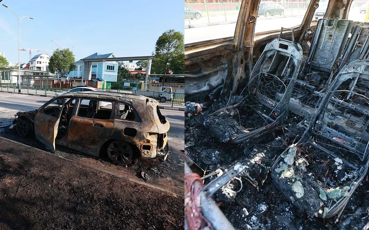 黑色马赛地被烧成废铁。（潘丰源摄）