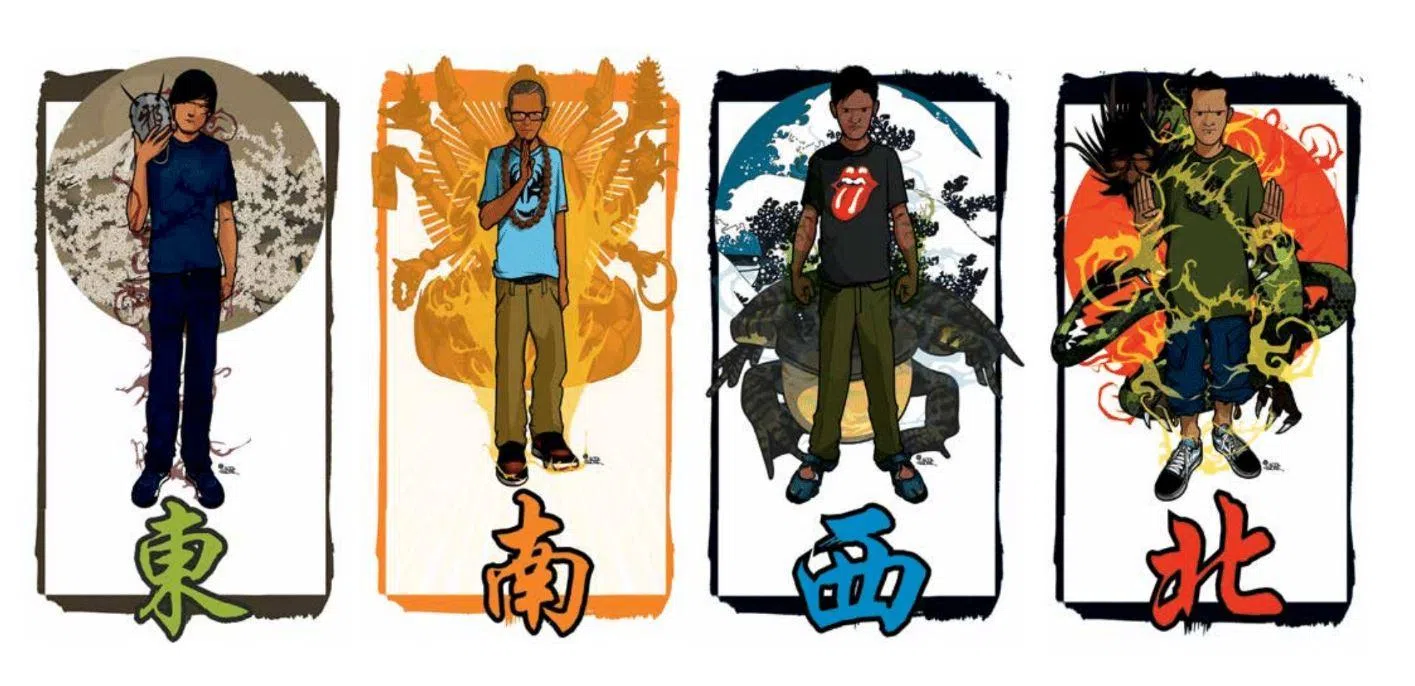 陈俊达与好友勾画出潮人版“东邪西毒”。（受访者提供）