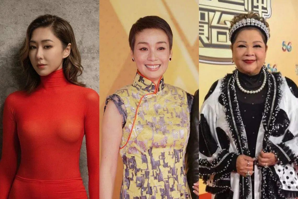 胡定欣（左起）、江美仪和肥妈被拍到没为其他得奖人鼓掌而引起热议。（取自艺人IG）