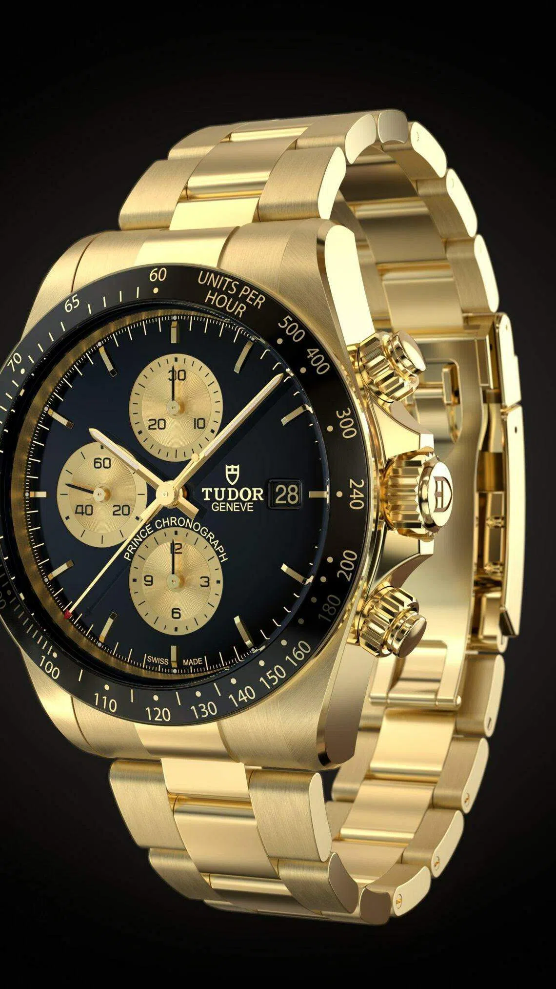 帝陀Prince Chronograph One腕表，搭配全新计时机芯，采用18克拉纯金表壳。（品牌提供）