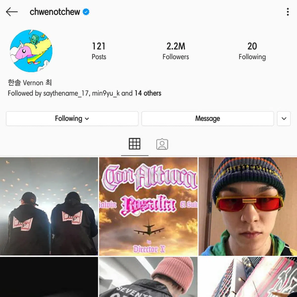 Vernon“自带故事”的账号已走入历史，他已经更改了IG的账号。（图/互联网）
