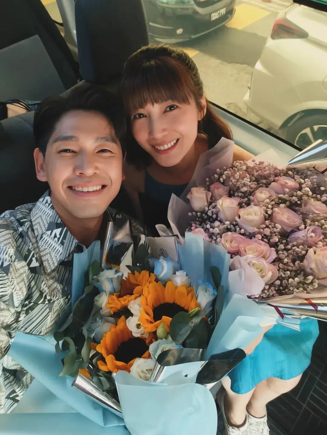 陈罗密欧（左）和欧萱刚结束《一路惊魂》的拍摄。（取自陈罗密欧IG）