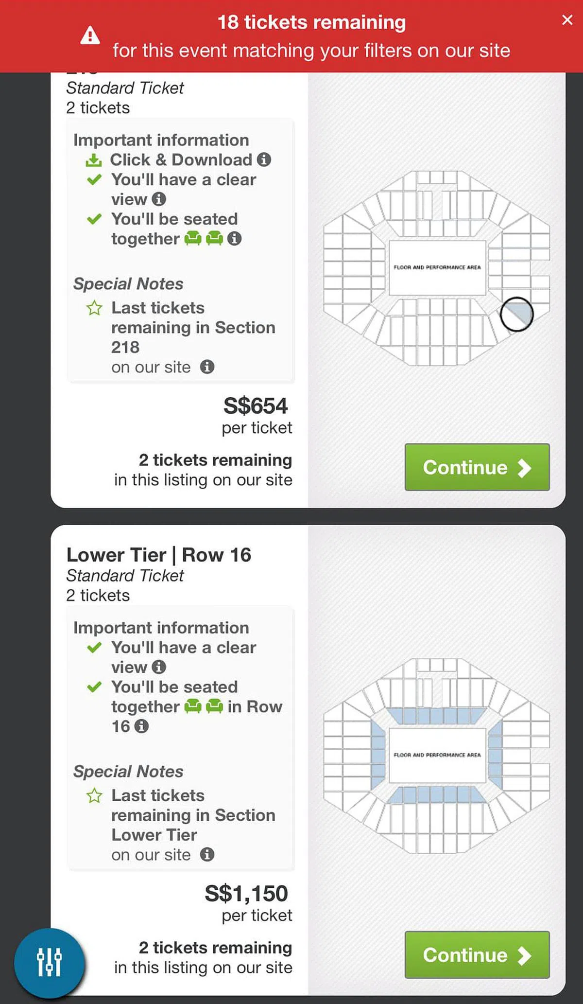 杨先生在二手购票网站上发现，原价258元的票价竟暴涨到1150元。（受访者提供）