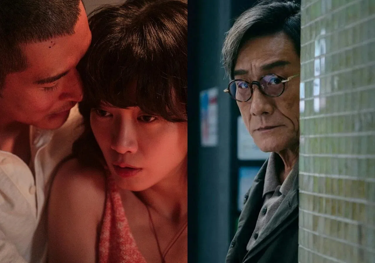 梁家辉在《捕风追影》（右图）的演出大获好评，廖子妤在《像我这样的爱情》饰演脑瘫的病人。（互联网）