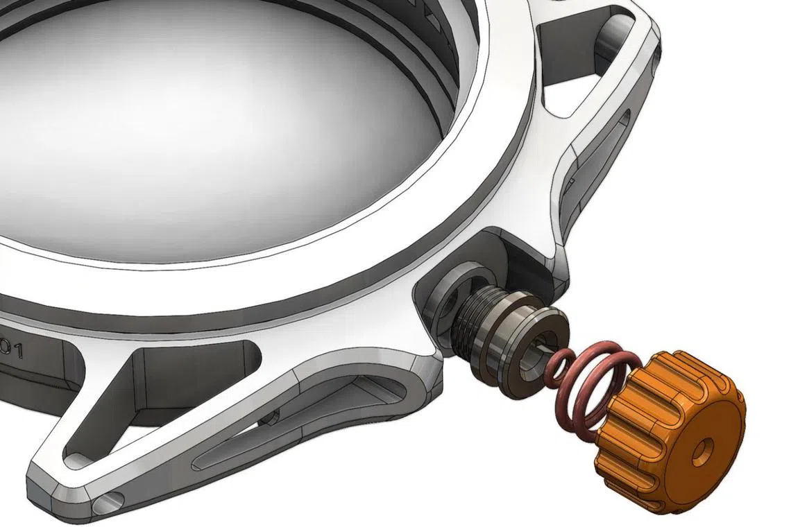 Monolith采用3D打印空芯绝缘Scalmalloy底盘和气锁表冠，腕表能在真空环境和水中上弦。（Barrelhand提供）