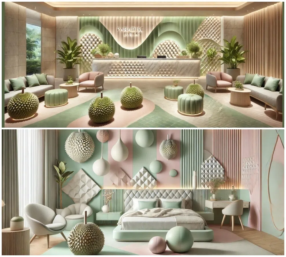 榴梿主题酒店内部装潢的设计概念图。（梁志强提供）