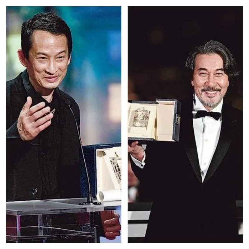 越南裔法籍导演陈英雄（左图）赢得最佳导演殊荣。役所广司（右图）首度在康城影展称帝。（法新社）
