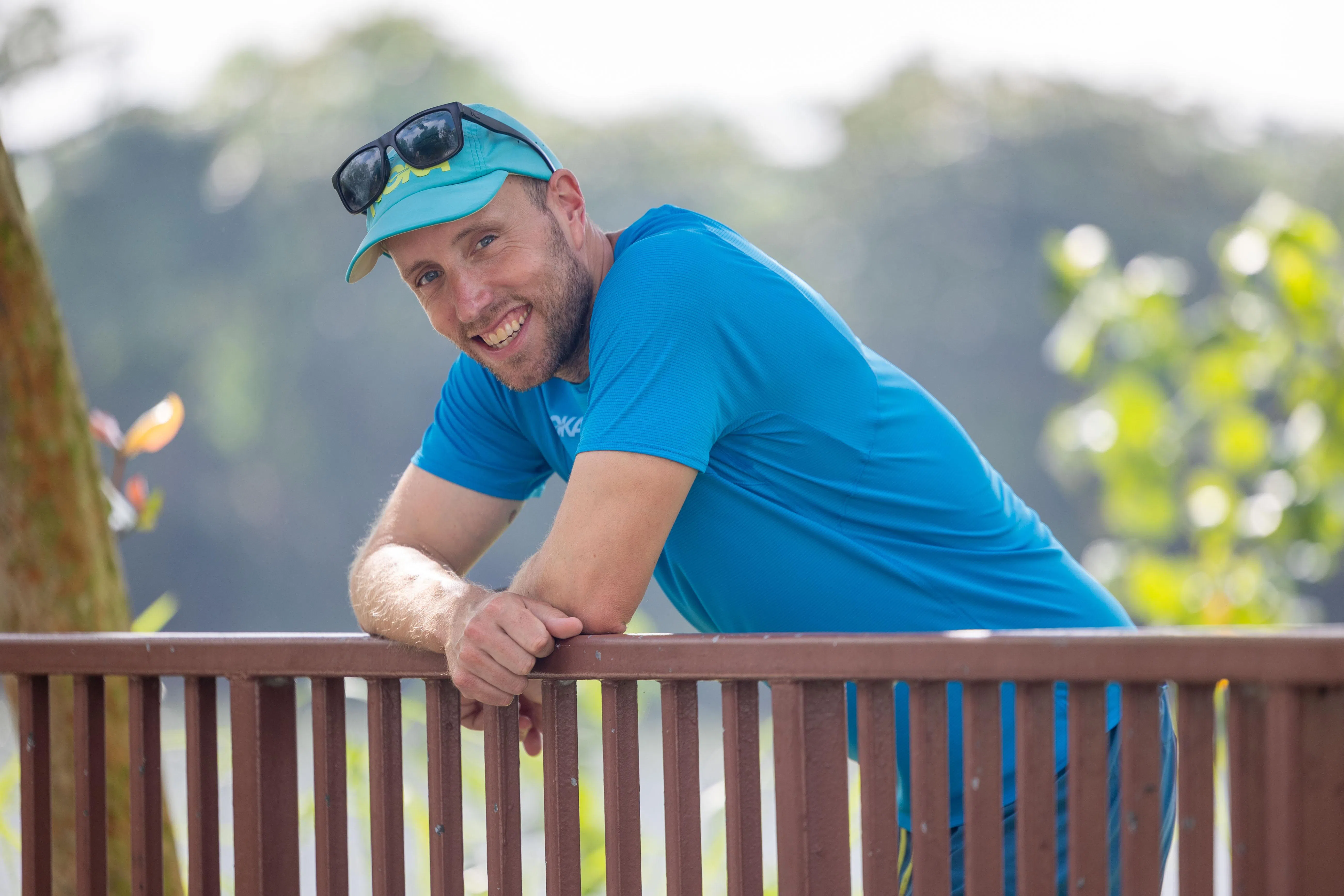 澳洲超级马拉松选手富兰克林提倡全民健身运动，要让广大群众享受奔跑乐趣。（吴先邦摄）