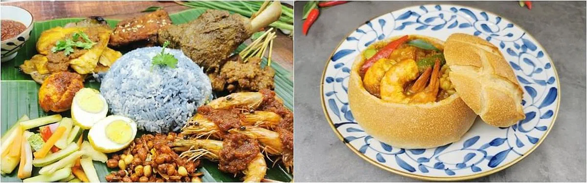 无论是椰浆饭（左），还是Assam海鲜包（右），都让圣诞节充斥着满满的南洋风味。（图/商家提供）