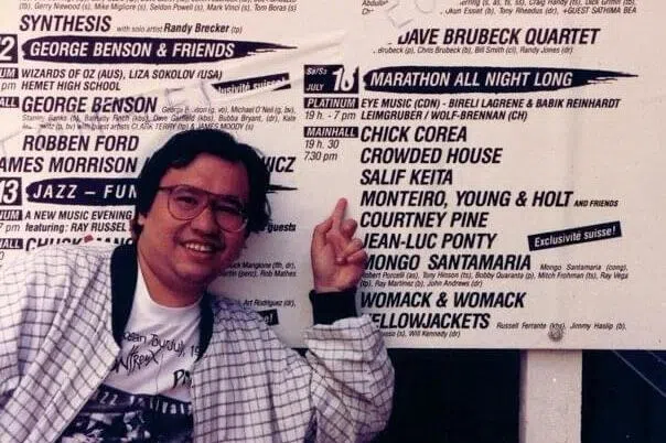 蒙特罗摄于1988年瑞士Montreux Jazz Festival爵士音乐节登台前。（受访者提供）