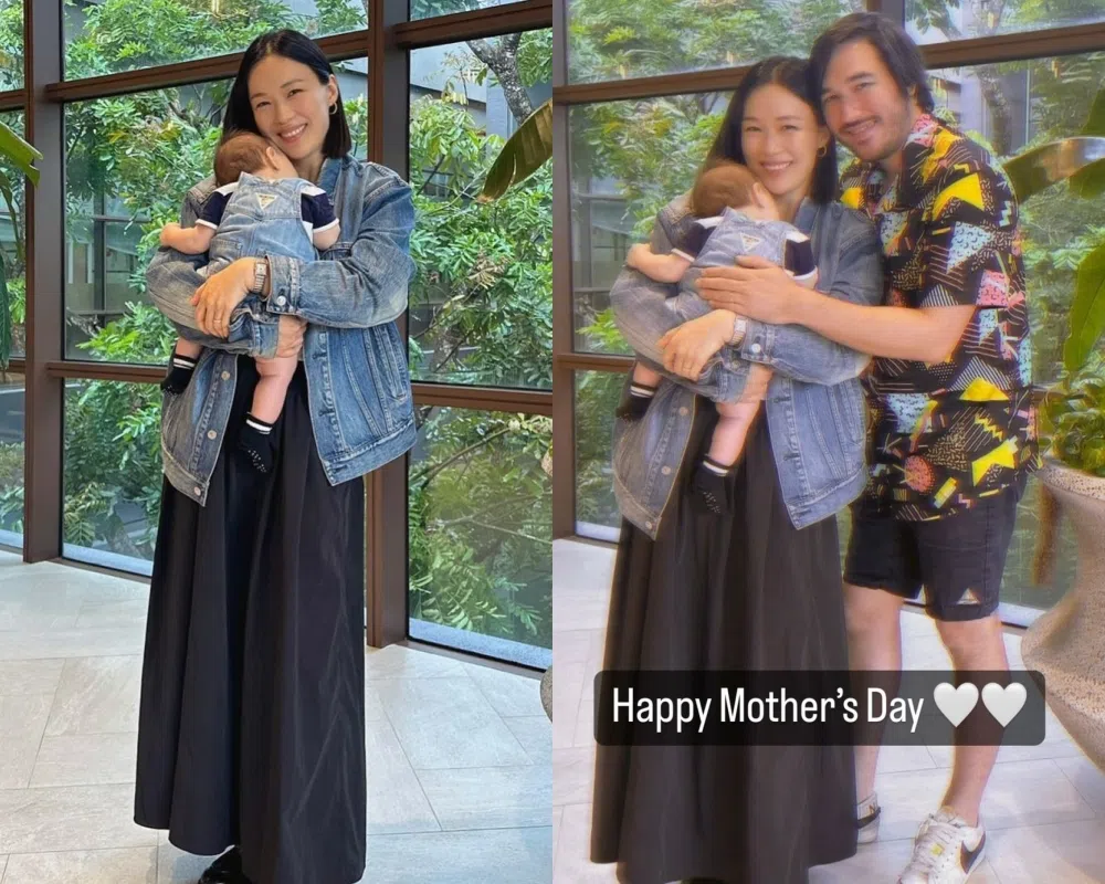 林慧玲首次贴出自己抱孩子“靓妈样”。（取自林慧玲IG）
