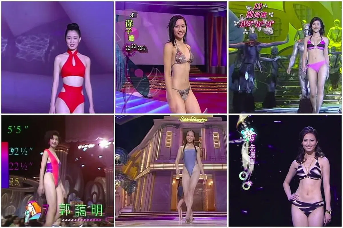 历届港姐：1997年佘诗曼（左上图起）、2004年徐子珊、2006年陈茵媺、1991年郭蔼明（左下图起）、1999年郭羡妮、2011年朱晨丽。（互联网）